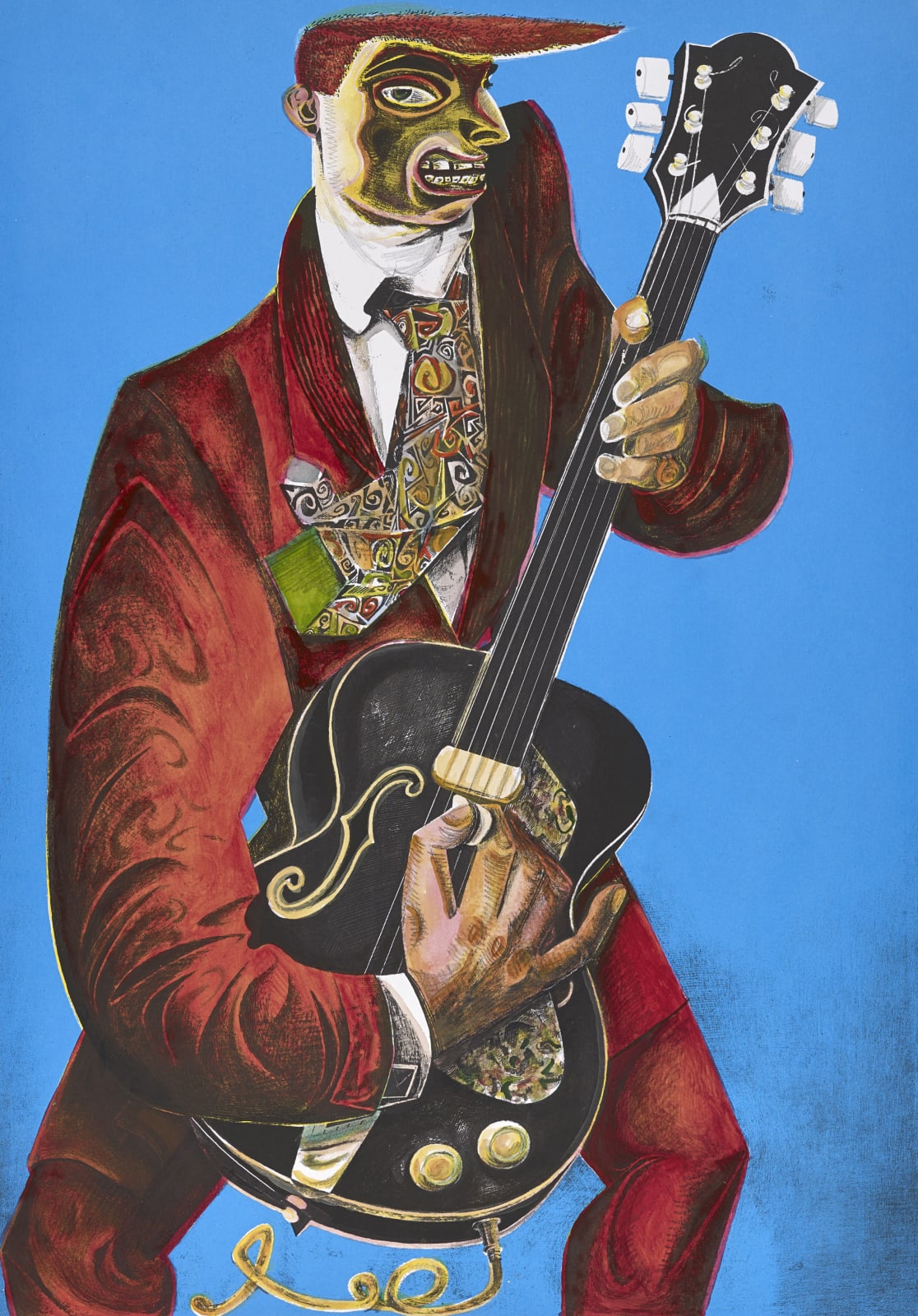 John Byrne RSA, The Red Guitar Man, 2018