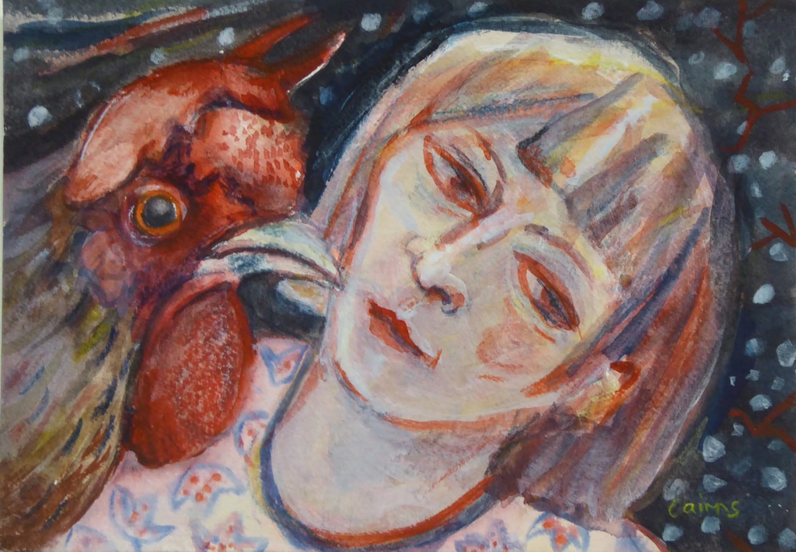 Joyce Cairns PPRSA, Conversation with a Leghorn