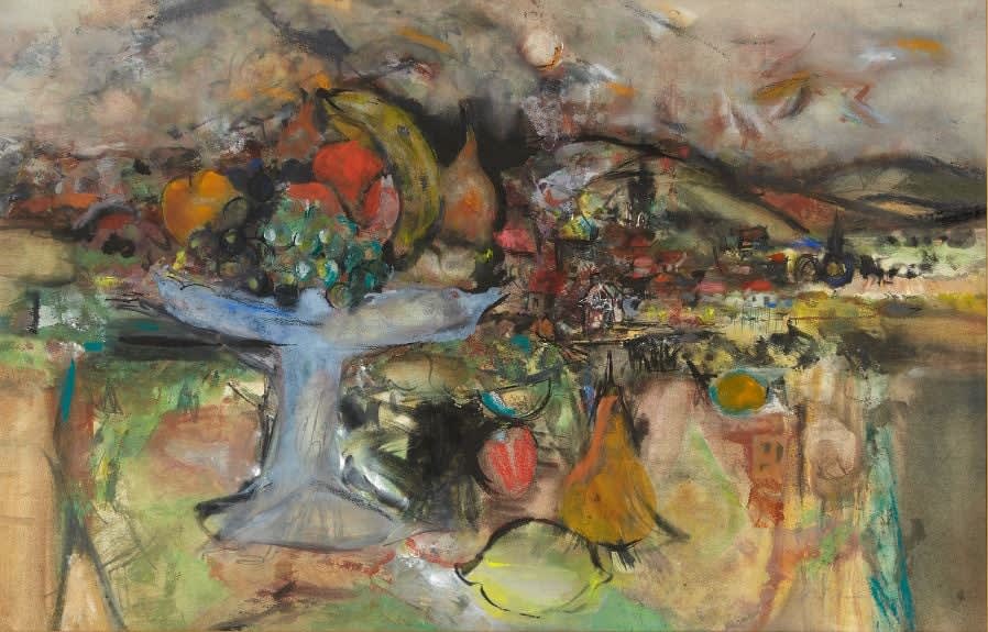 John Houston RSA, The Blue Compotier and Fife Village, Circa 1959