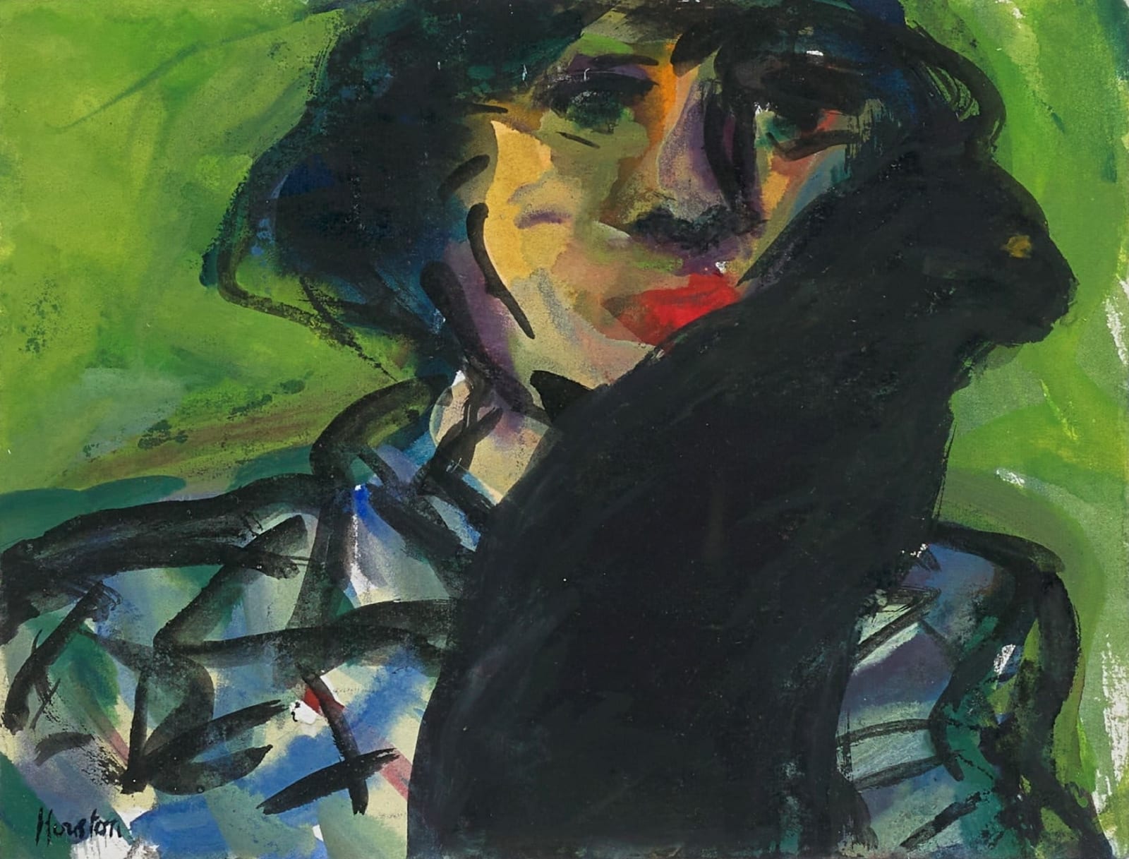 John Houston RSA, Woman and Black Cat, 2004