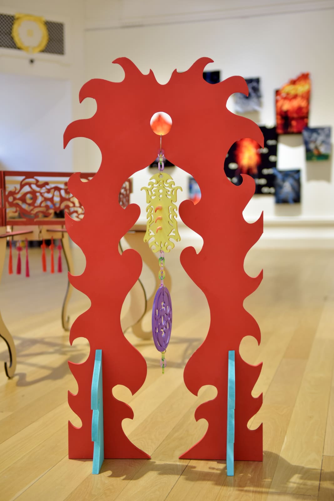 Hannah Lim, Spikey Hanging Stand With Turquoise Feet, 2021