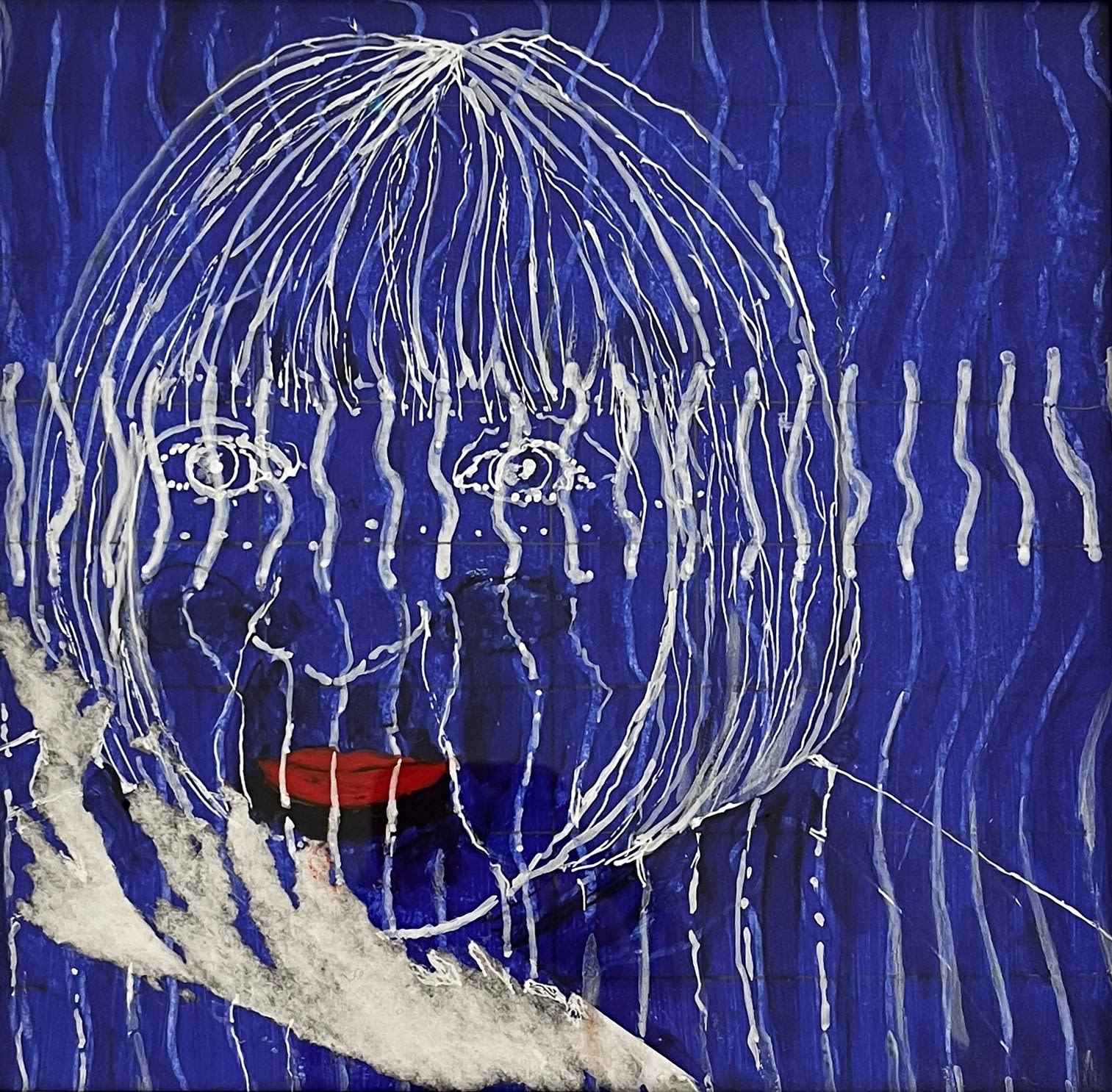 Sam Ainsley RSA, Self portrait with tear/tear, 2022