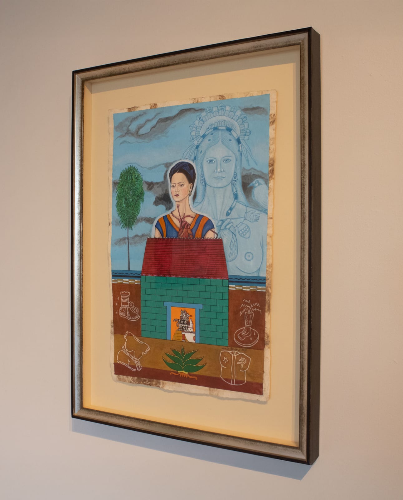 Santa Barraza, Mujeres Nobles Series: Frida con Tezcatlipoca y Coyolxauhqui, 2015