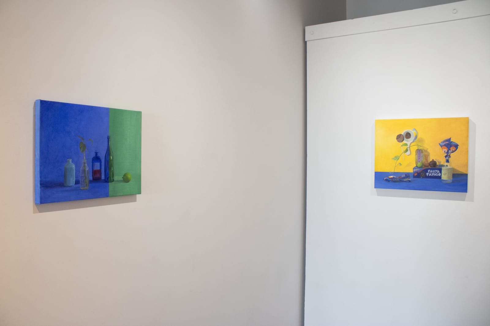 Audrey Rodriguez, Formal Inquiry in Blue and Green (Don't worry the red liquid is chamoy), 2025