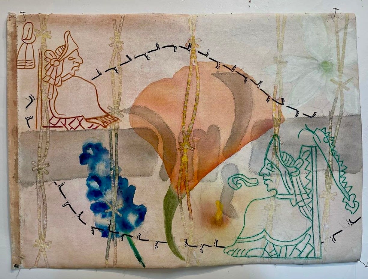 Consuelo Jimenez Underwood, Border Platicas with Flowers Listening, 2024