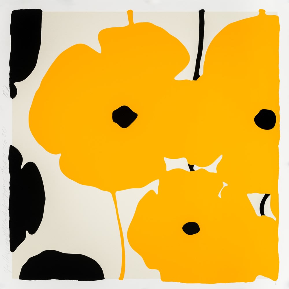 Donald Sultan, Yellow & Black Poppies Feb 3 2020, 2020