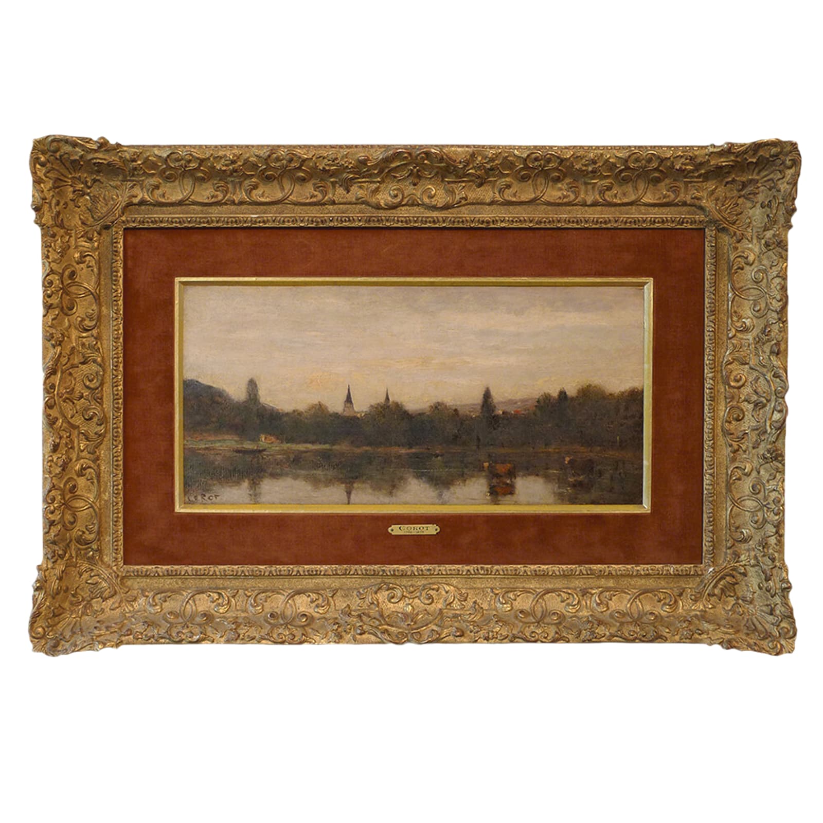 Jean-Baptiste-Camille Corot, Bords d’une riviere avec deux clochers emergeant des arbres, 1865-1870