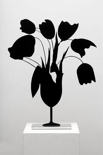 Donald Sultan, Black Tulips and Vase, April 5, 2014, 2014
