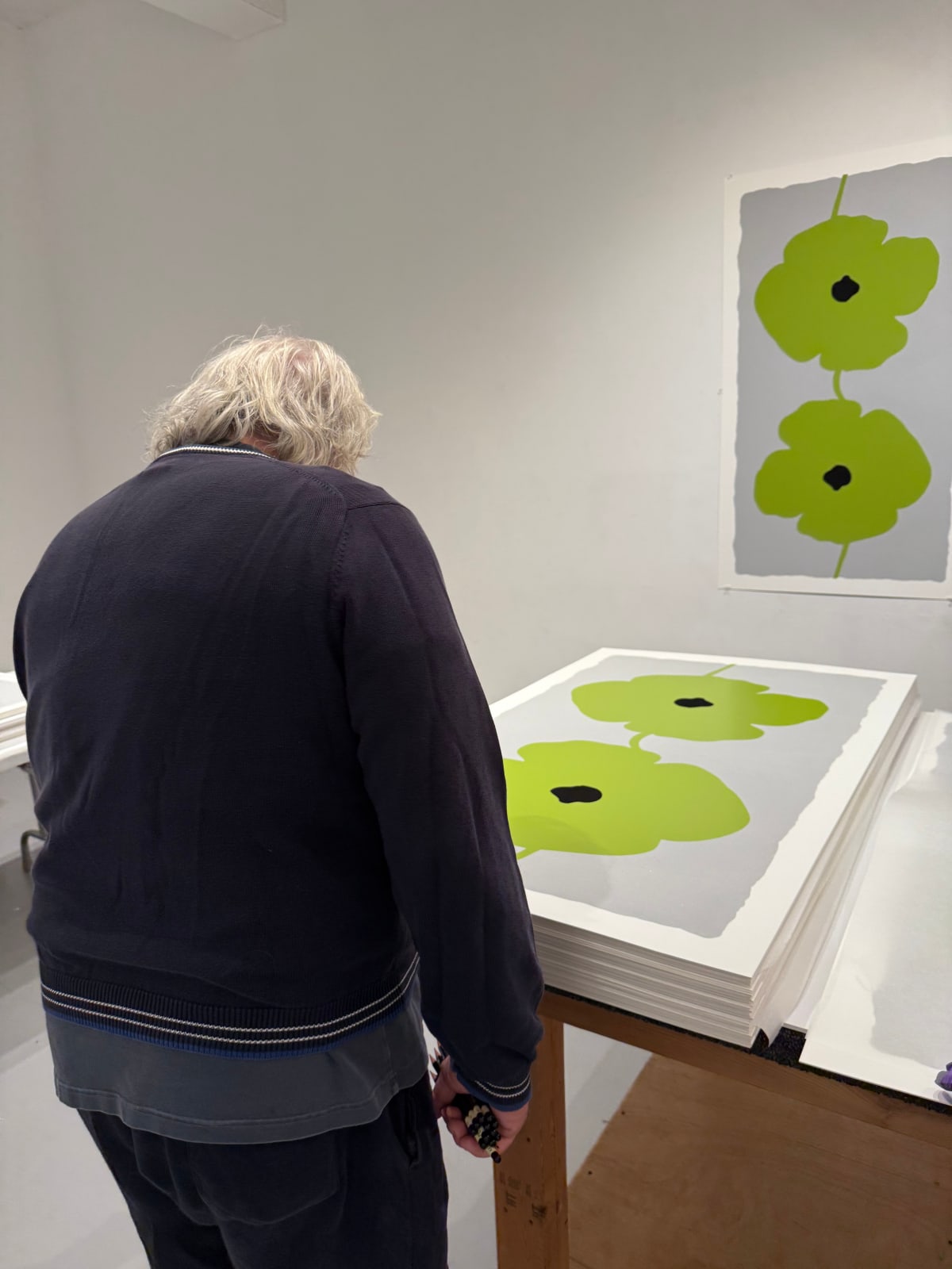 Donald Sultan, Green Double Poppies, 2025