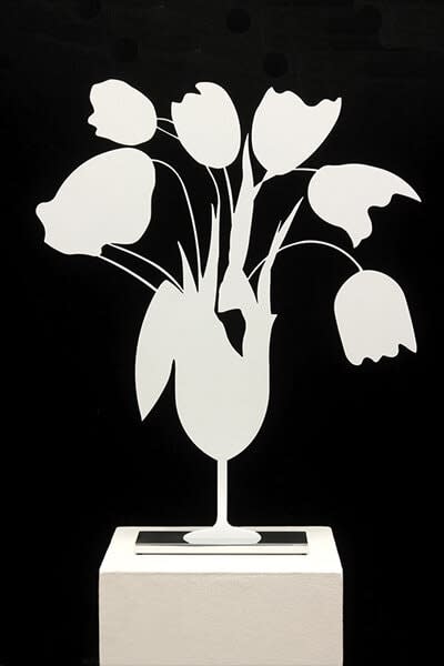 Donald Sultan, White Tulips and Vase, April 4, 2014, 2014