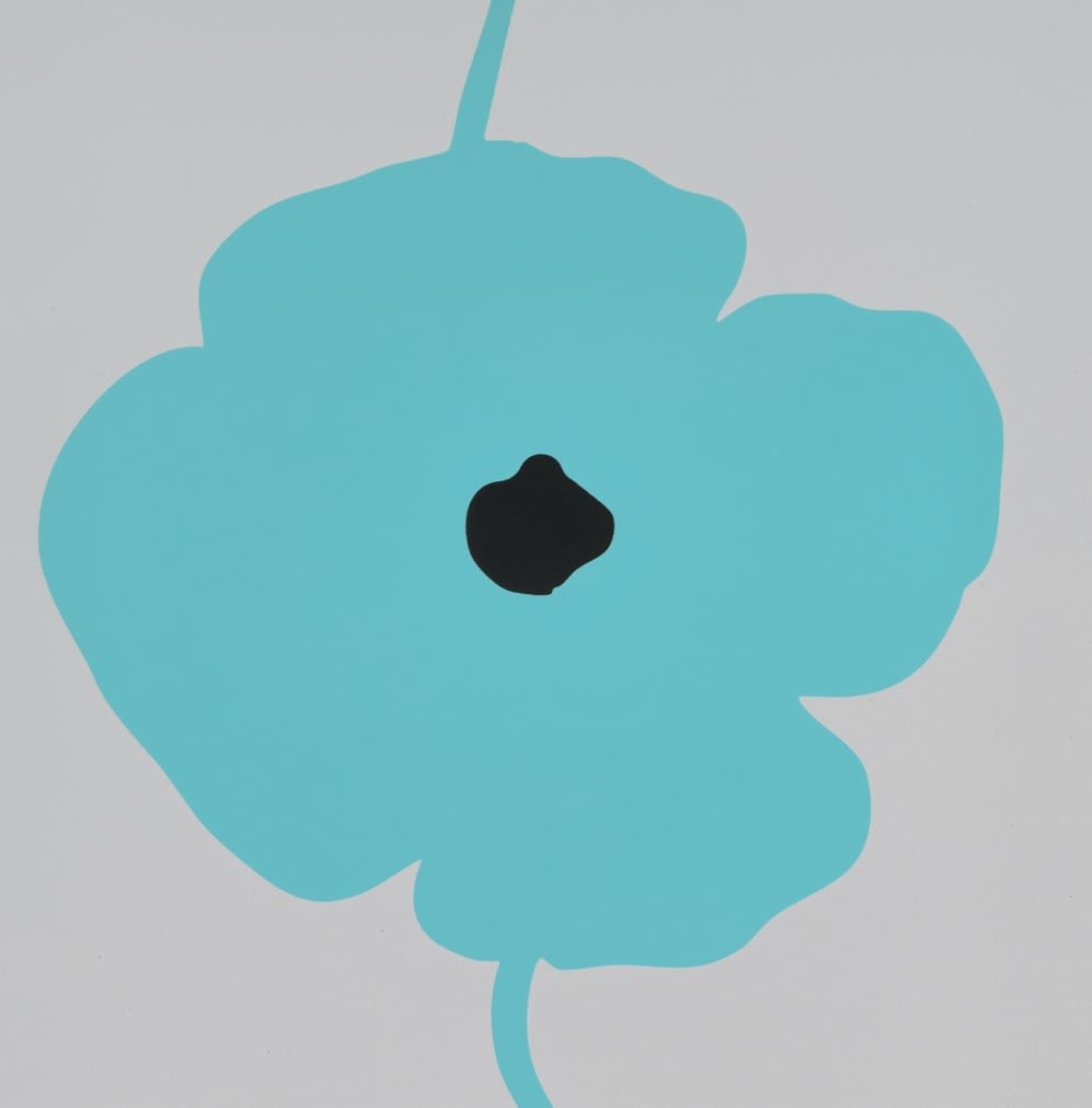 Donald Sultan, Aqua Double Poppies, 2025