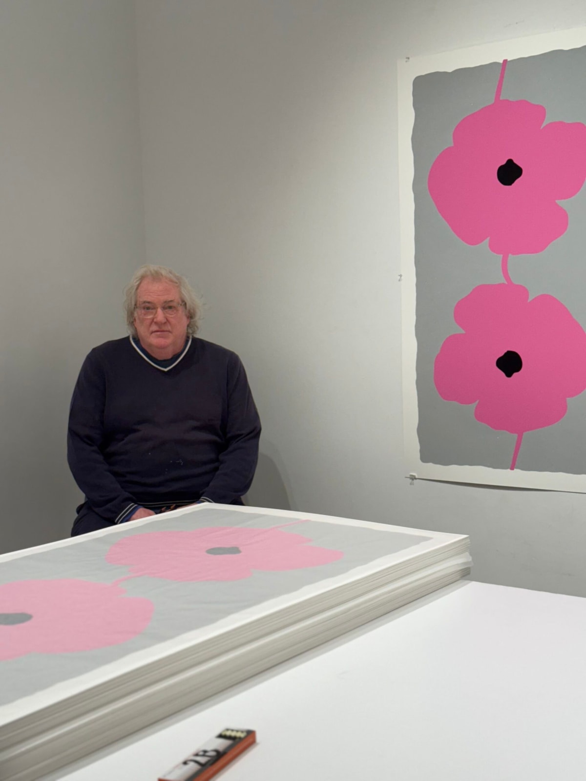 Donald Sultan, Pink Double Poppies, 2025