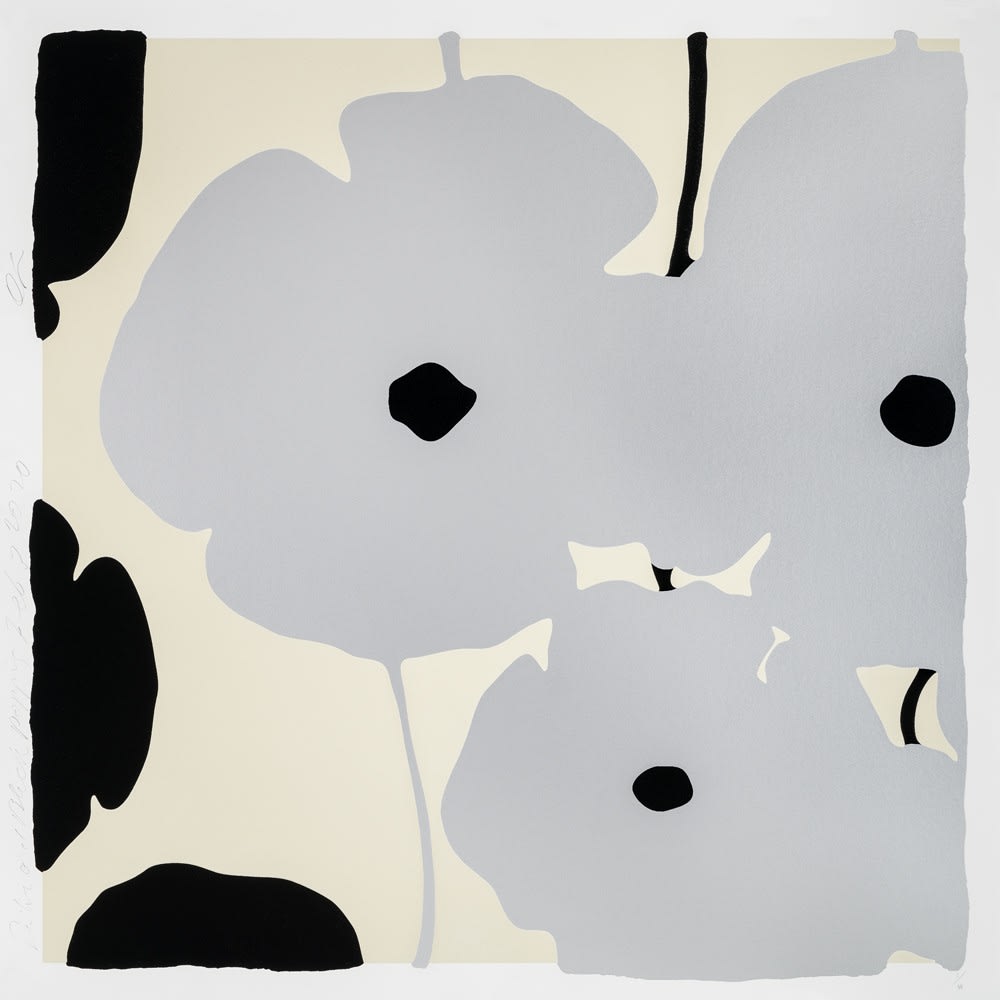 Donald Sultan, Silver & Black Poppies, Feb 3 2020, 2020