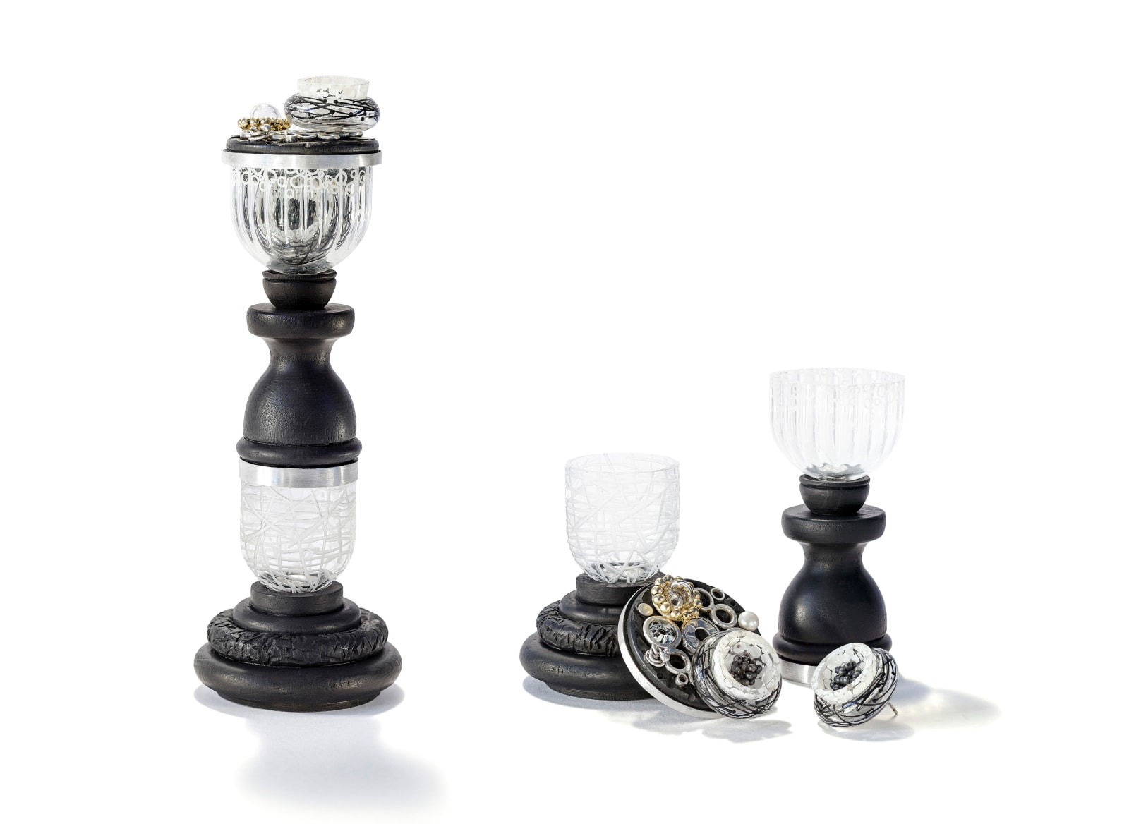 Jed Green, Black Column Earring/Brooch Box, 2024