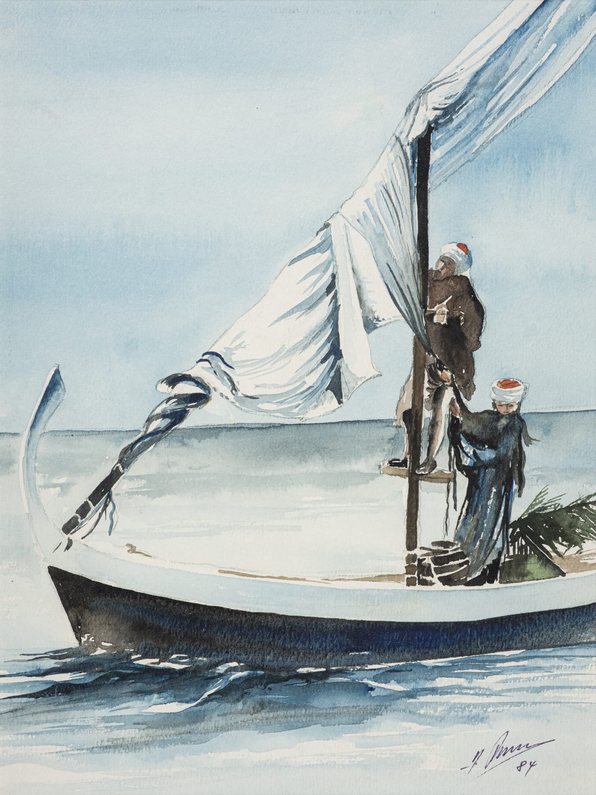 Unknown Artist, Fisherman on the Nile, 1984