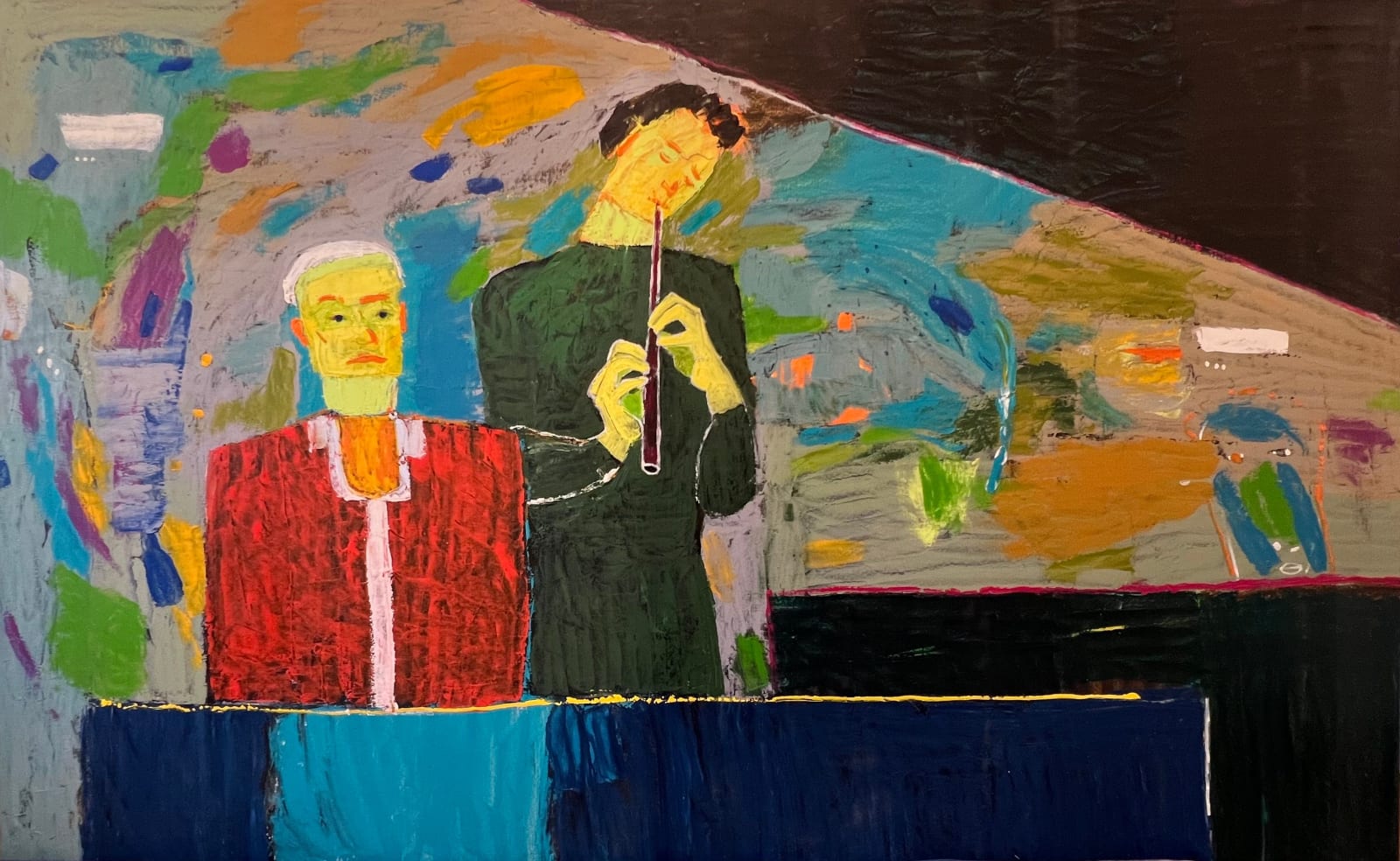 Ashraf El Zamzami, Flutist with Friend, 2024