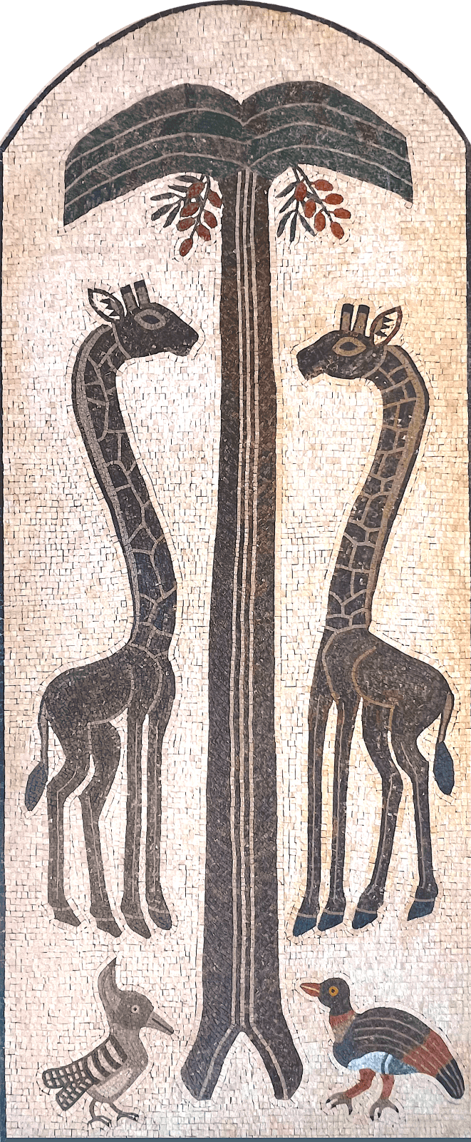 Mosaics of Dahshur, Giraffes Flanking Palm Tree, 2025