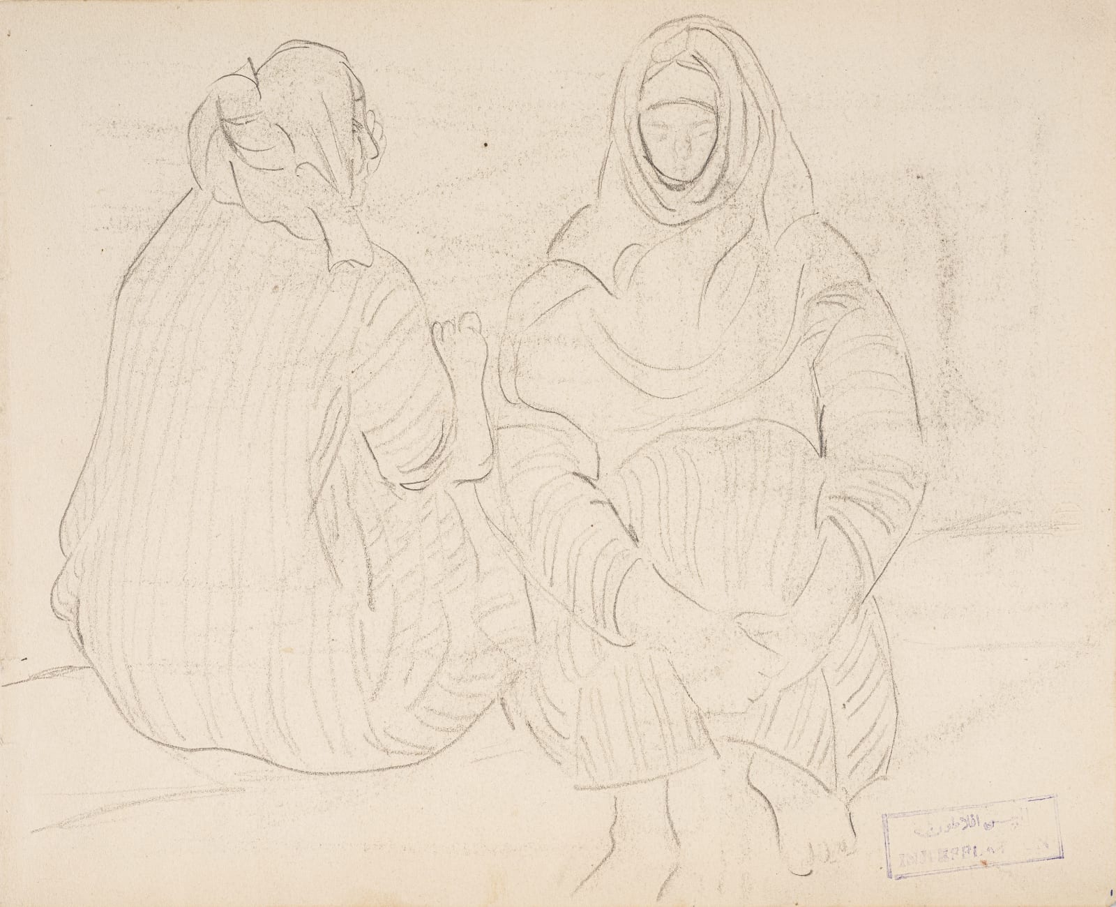 Inji Efflatoun, Pair of Prisoners (double face)