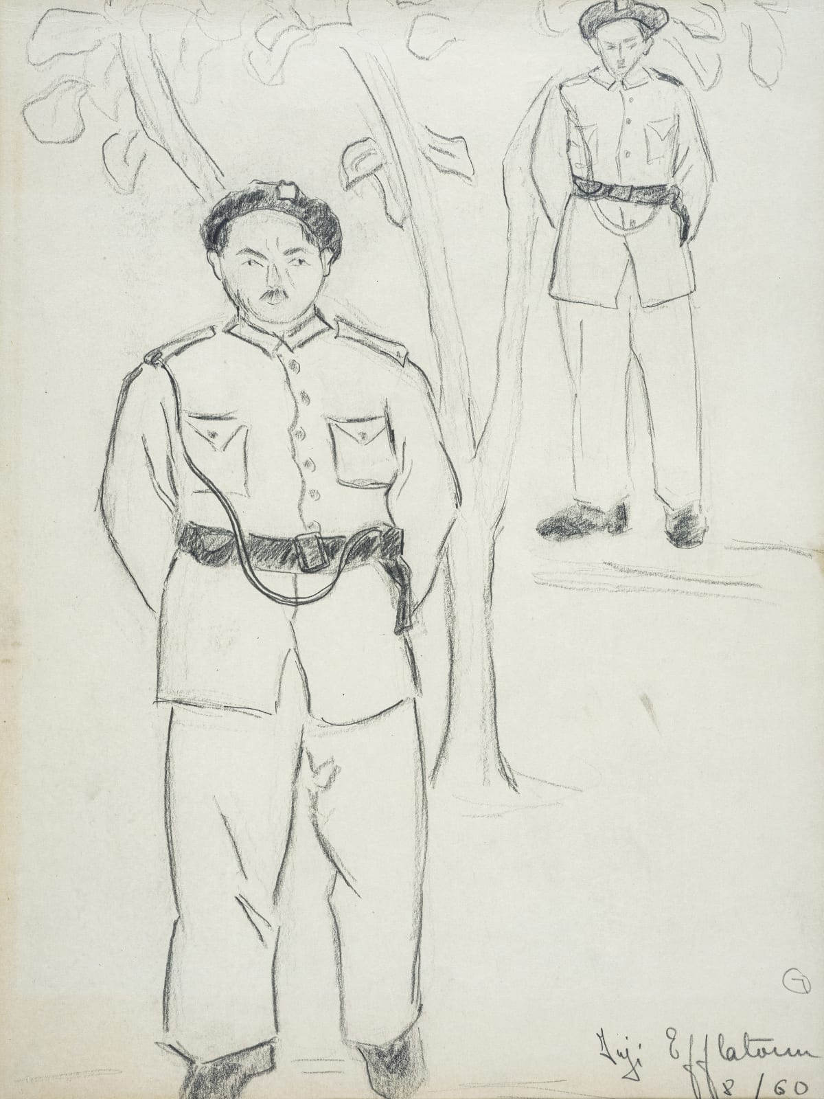 Inji Efflatoun, Standing Officers I, 1960