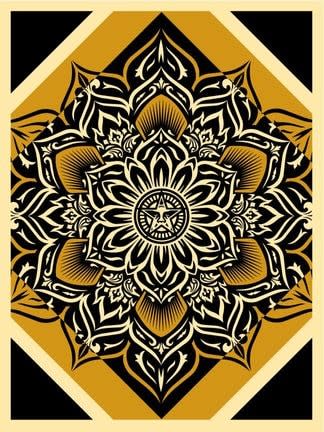 Shepard Fairey, Lotus Diamond [Gold], 2011