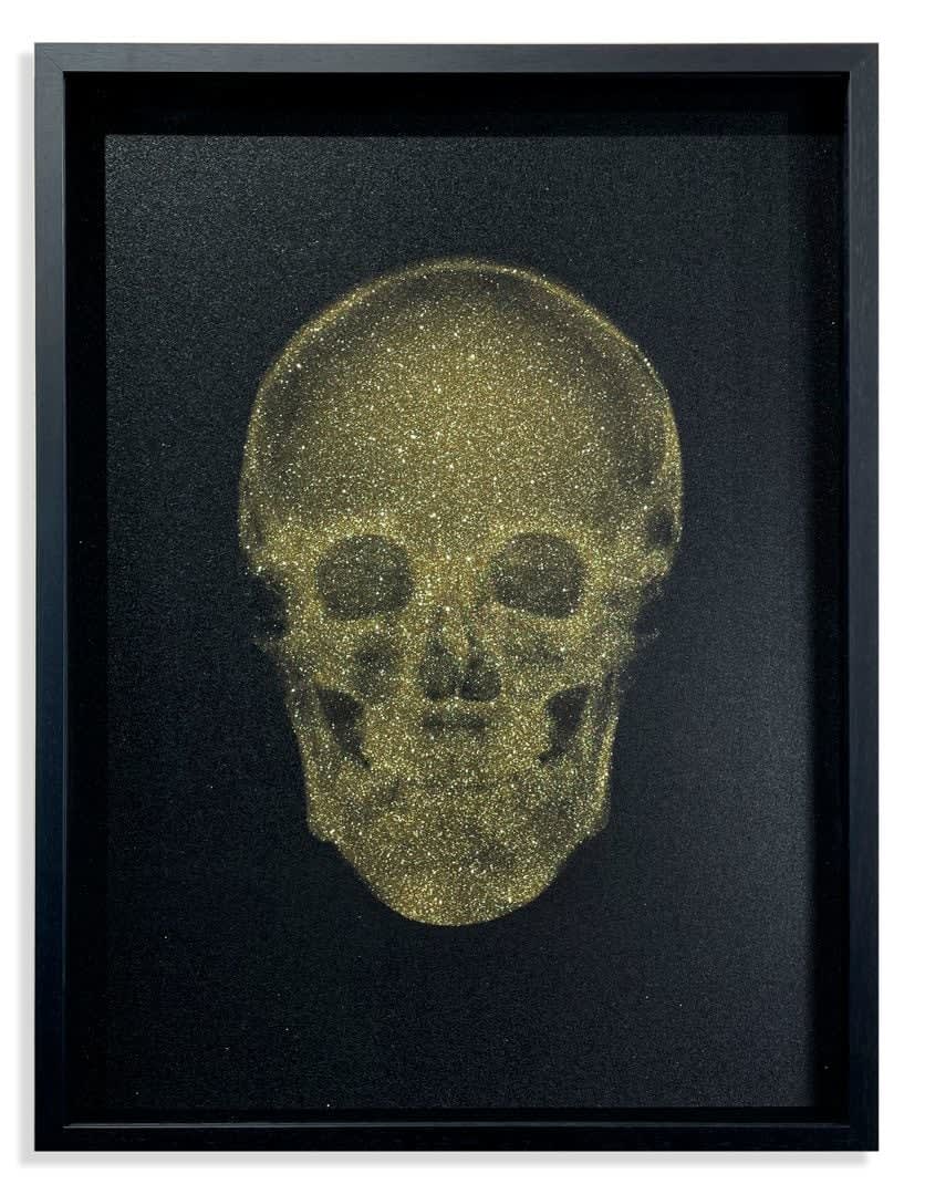 Nick Veasey, Glitter Skull (gold on black), 2021
