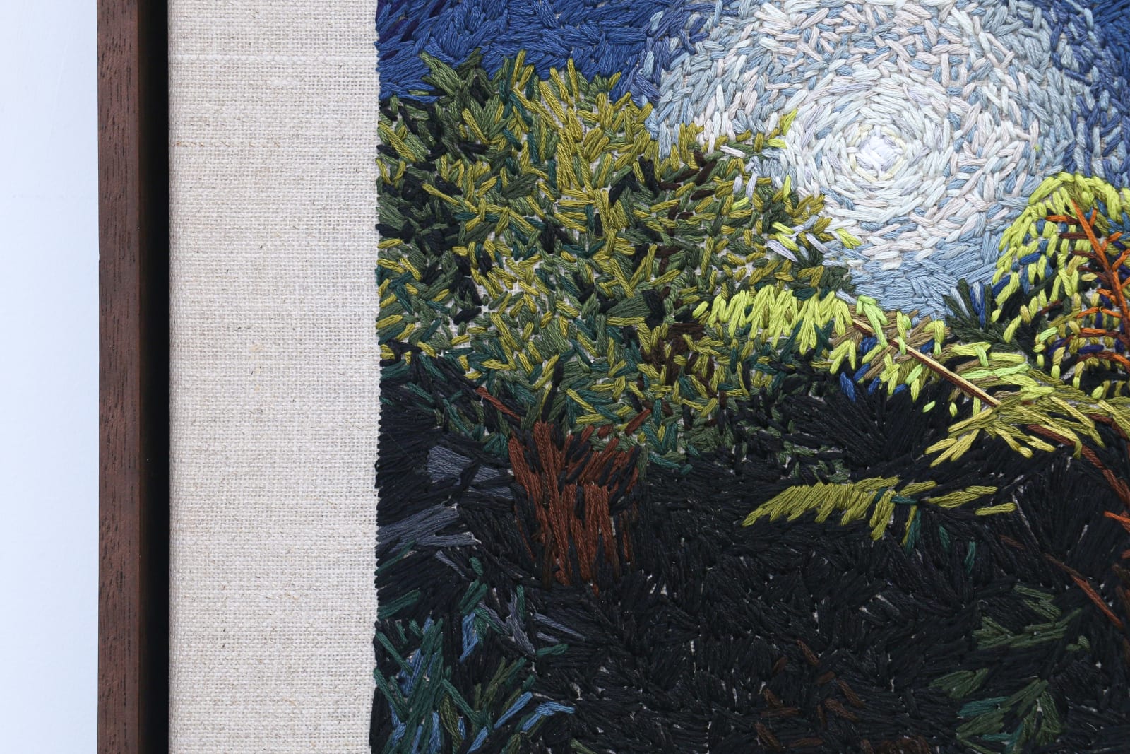 Molly Timmins, Moonlit Ponga (An Embroidered Love Letter for Te Marama), 2025
