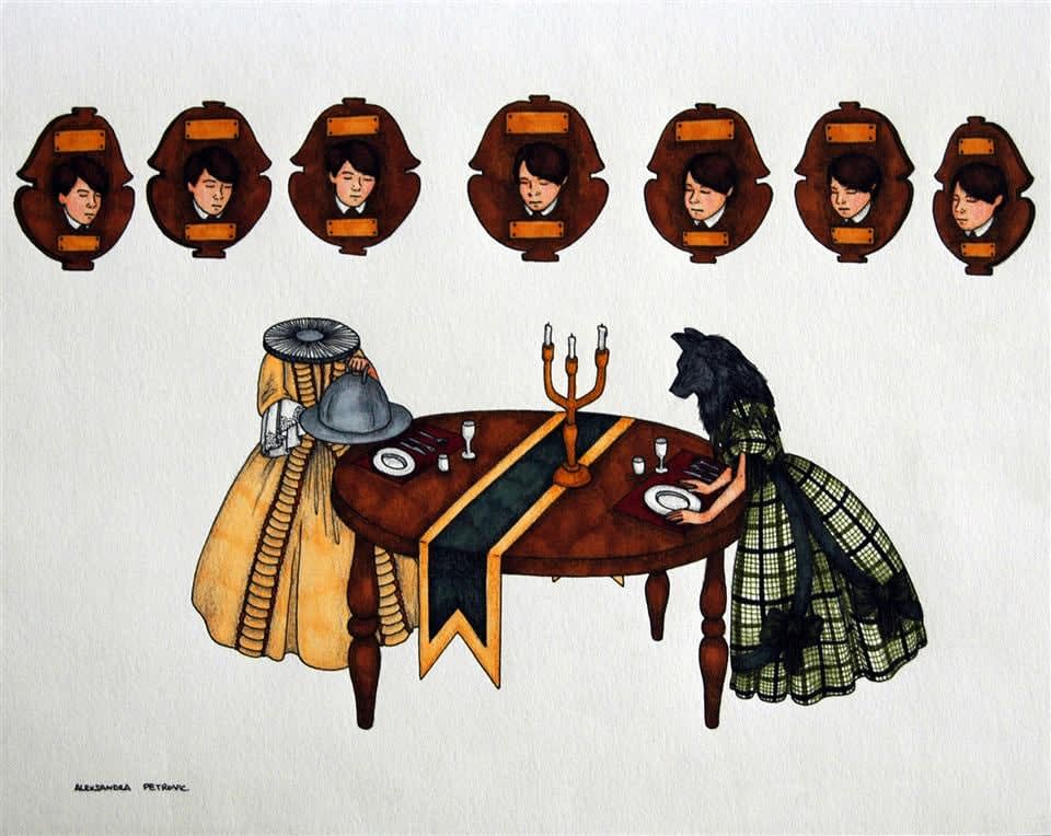 Aleksandra Petrovic, Untitled (Heads on Wall), 2008