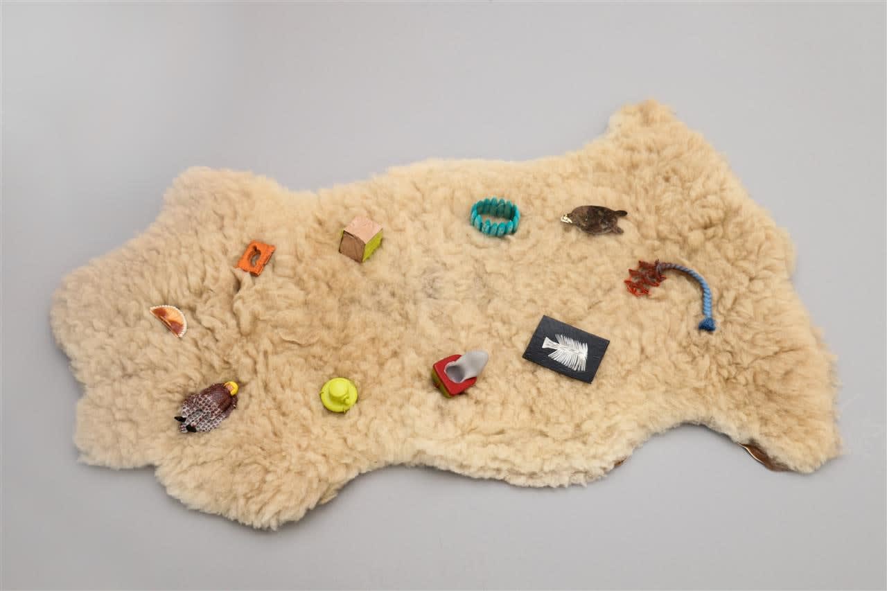 BROOCHES AND BRACELET ON SHEEPSKIN, 2024