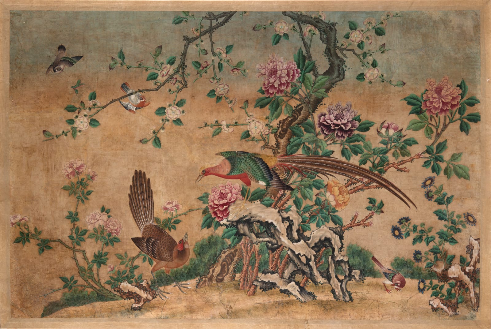 Escola Chinesa, Paisagem com Pássaros e Flores, ca. 1870