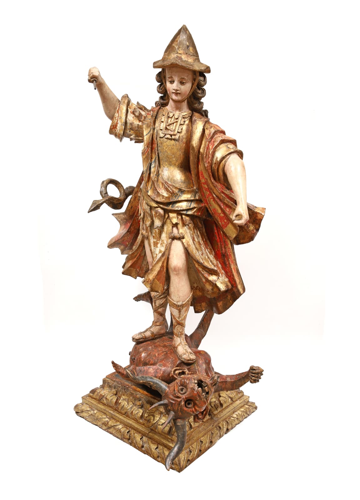 São Miguel matando o demónio , Colonial espanhol. Perú (?), séc. XVII