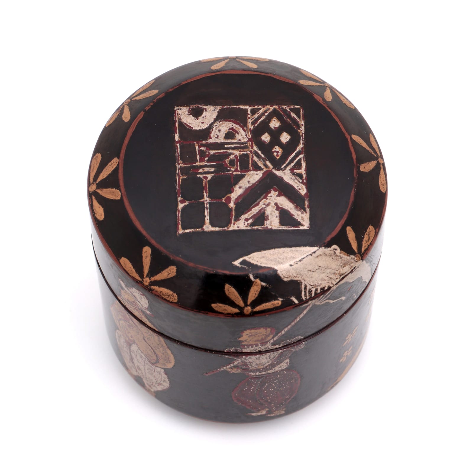 Caixa Namban Decorada com Dois Portugueses e um Servo, Japão, periodo Edo (1603-1868), c. 1840-60?