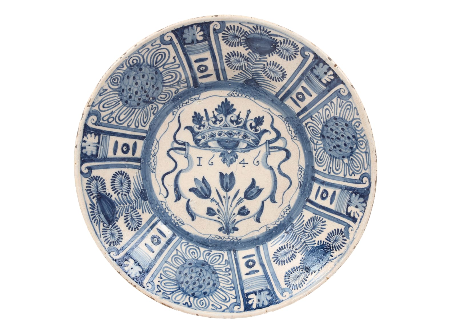 Prato de Aparato com Tulipas Datado / A Tulips Dated Display Dish , Lisboa, Portugal, 1646