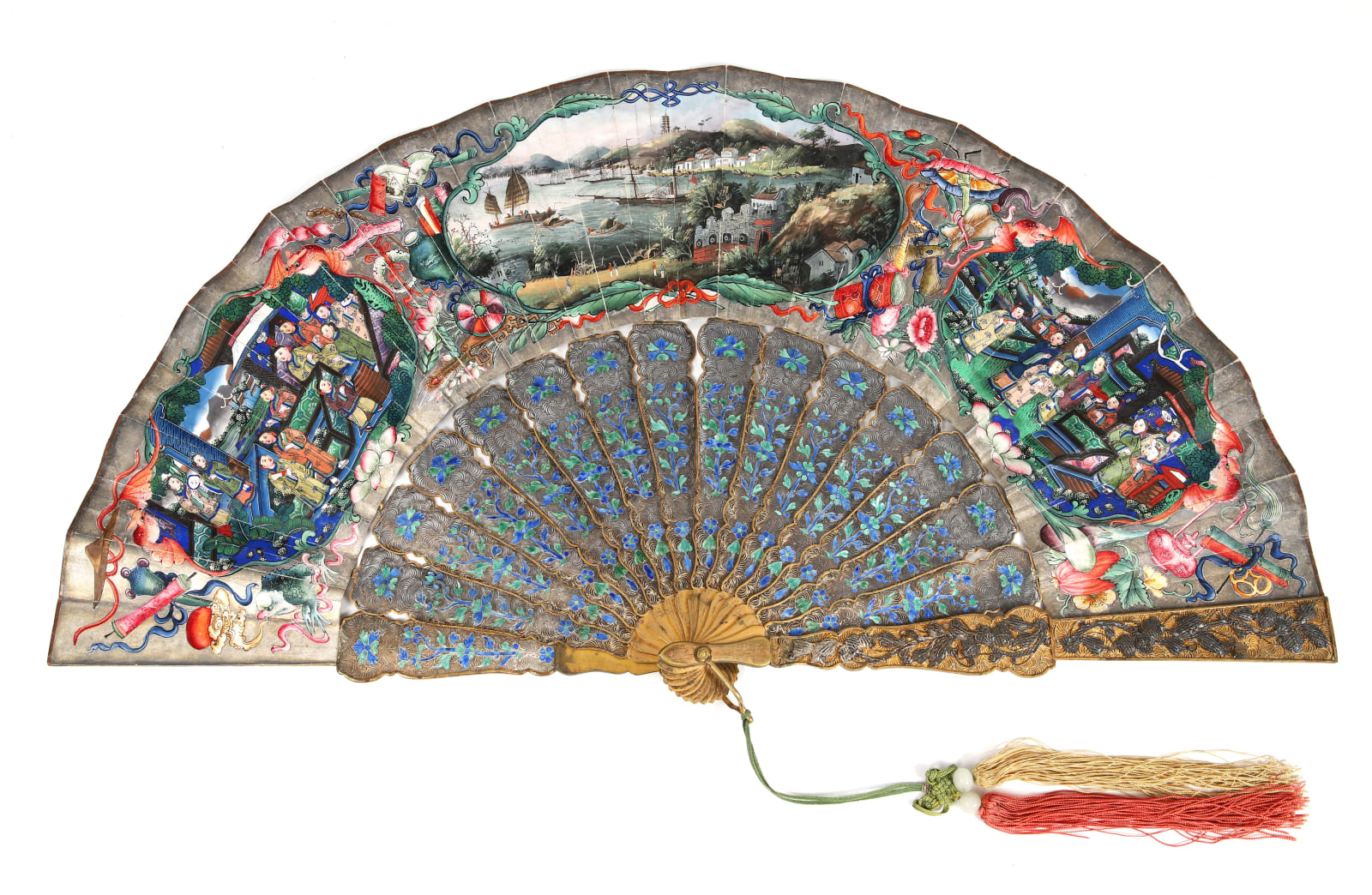 Leque com Vista do Delta do Rio das Pérolas / A Folding Fan with a View of the Delta of the Pearl River, China, Macau (?), Henan(?), 1842-1847
