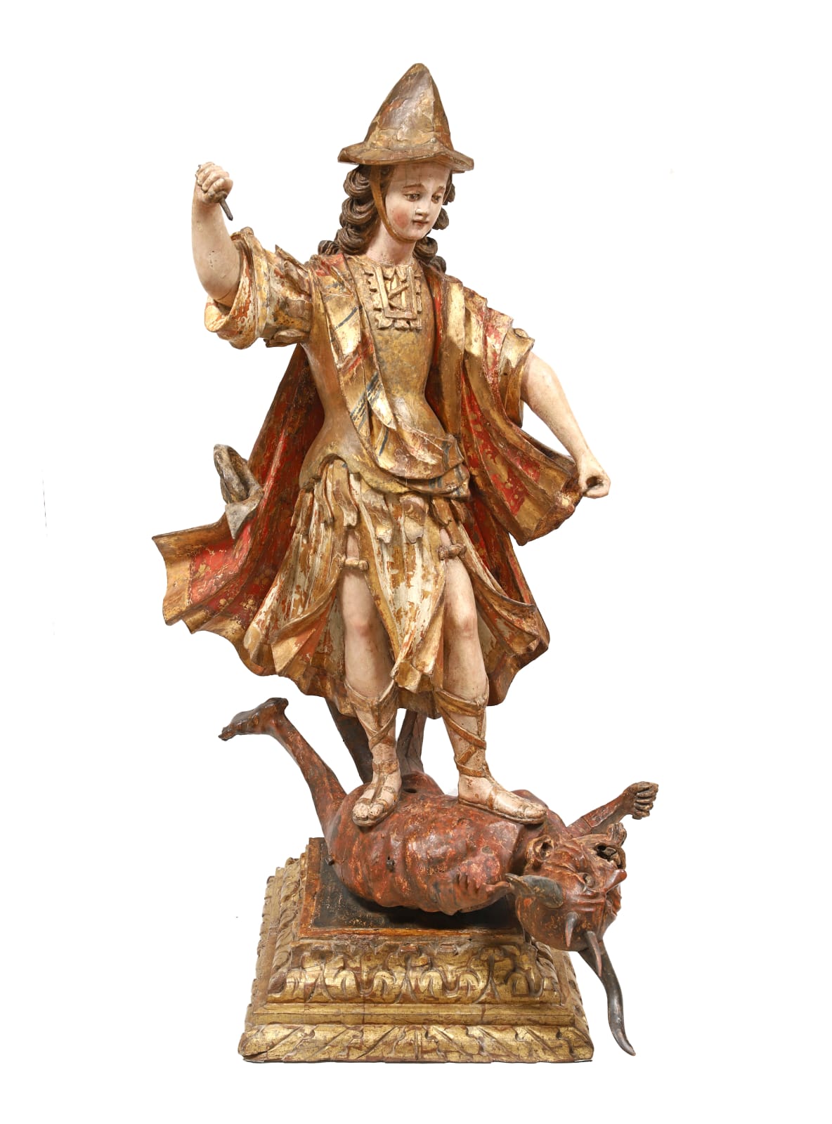 São Miguel matando o demónio , Colonial espanhol. Perú (?), séc. XVII