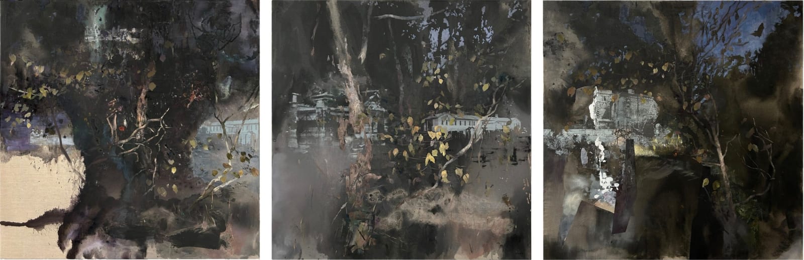 Greg Creek, Ha Ha-Theatre painting (triptych), 2023