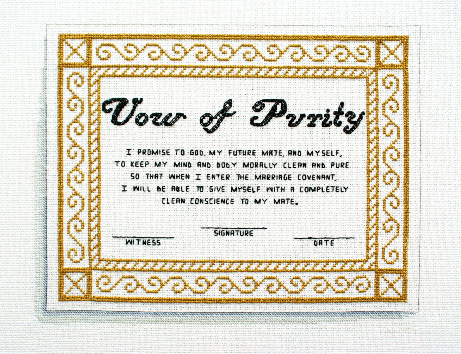 Katrina Majkut, Vow of Purity Certificate, 2024