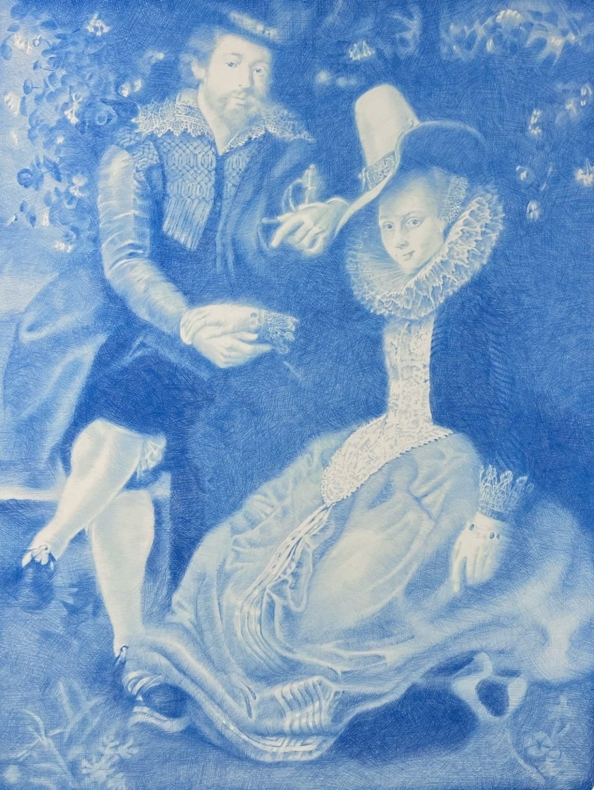 Slawomir Elsner, Rubens und Isabella Brant in der Geissblattlaube (blue), 2024
