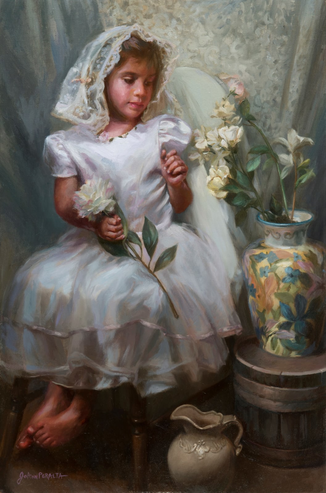 JoAnn Peralta, Girl in Scarf with Flowers