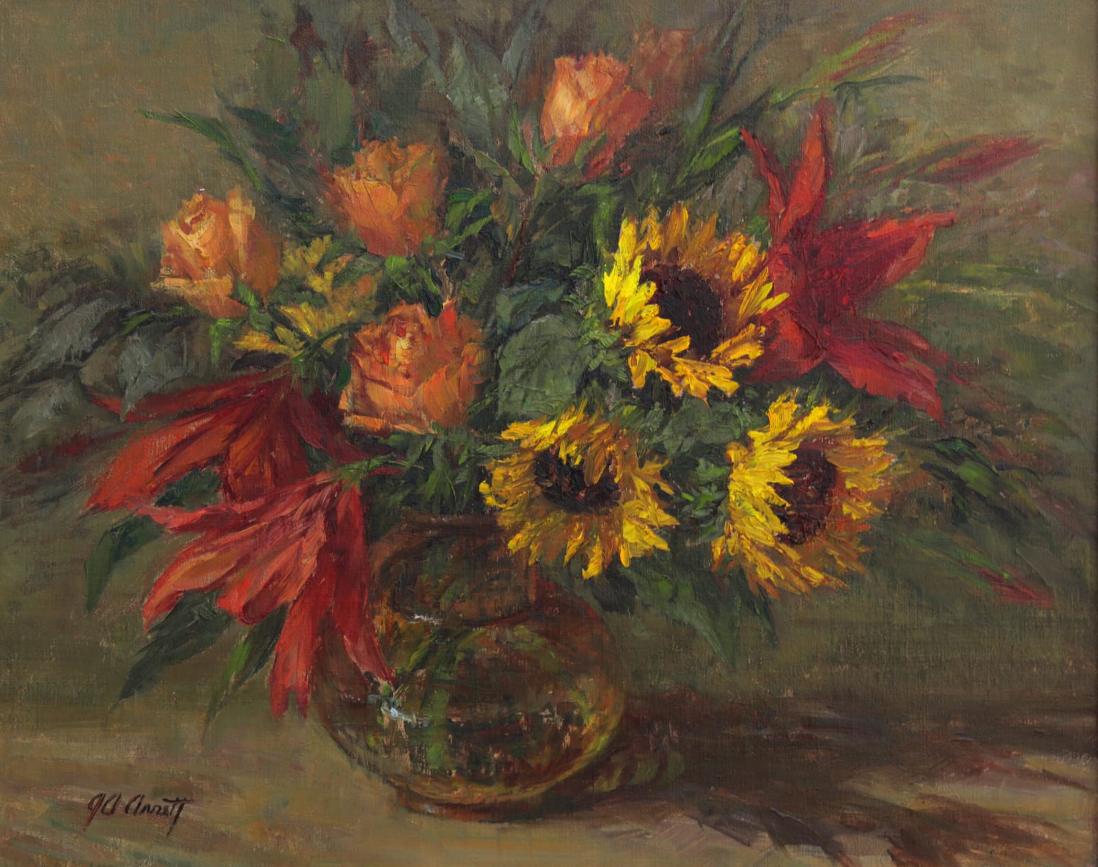 Private Collection 2025, JoAnn Arnett " Sunflowers in Amber"