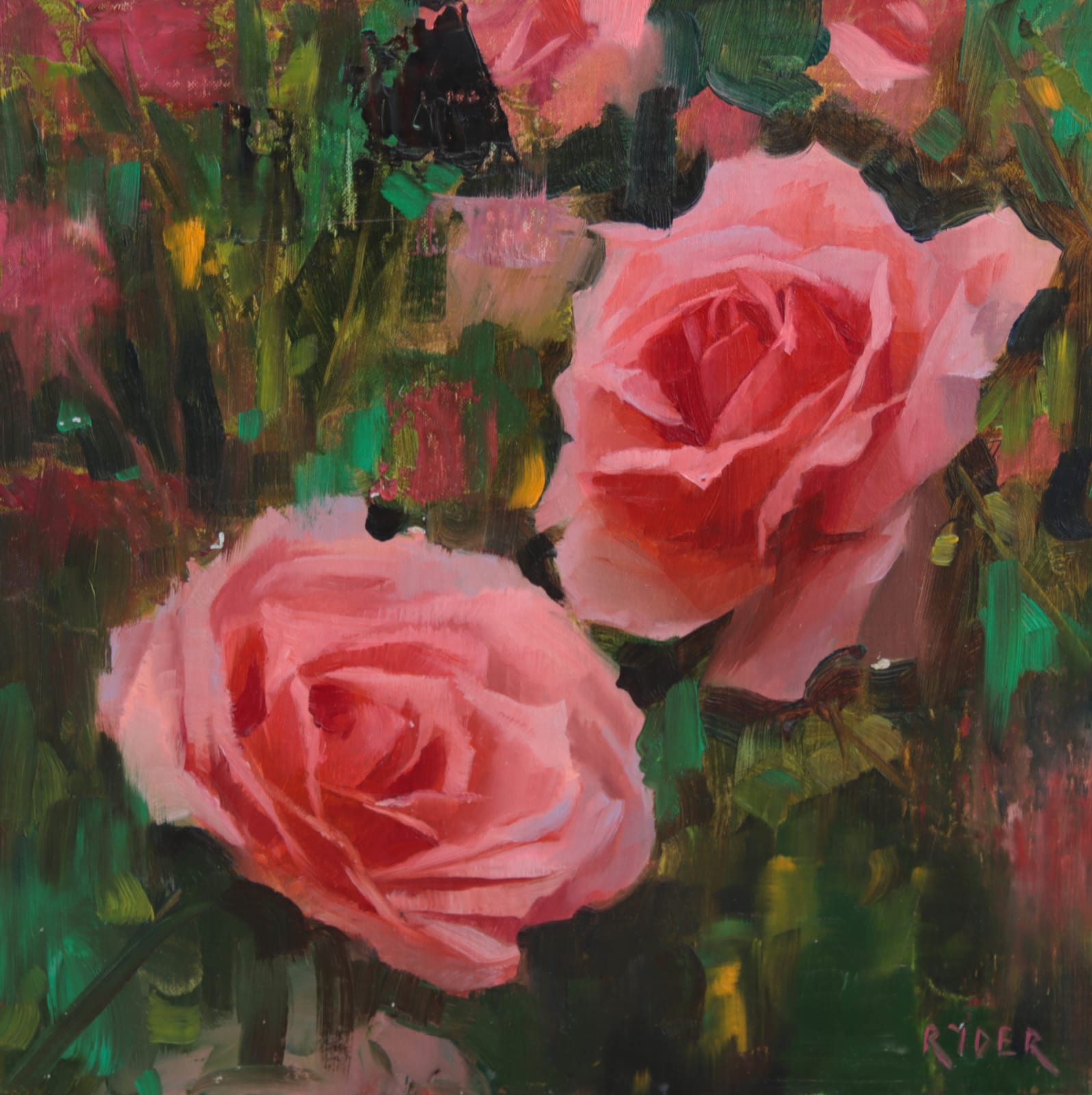 Beaux Arts 2025, Matt Ryder "Pink Roses with Emerald Green"