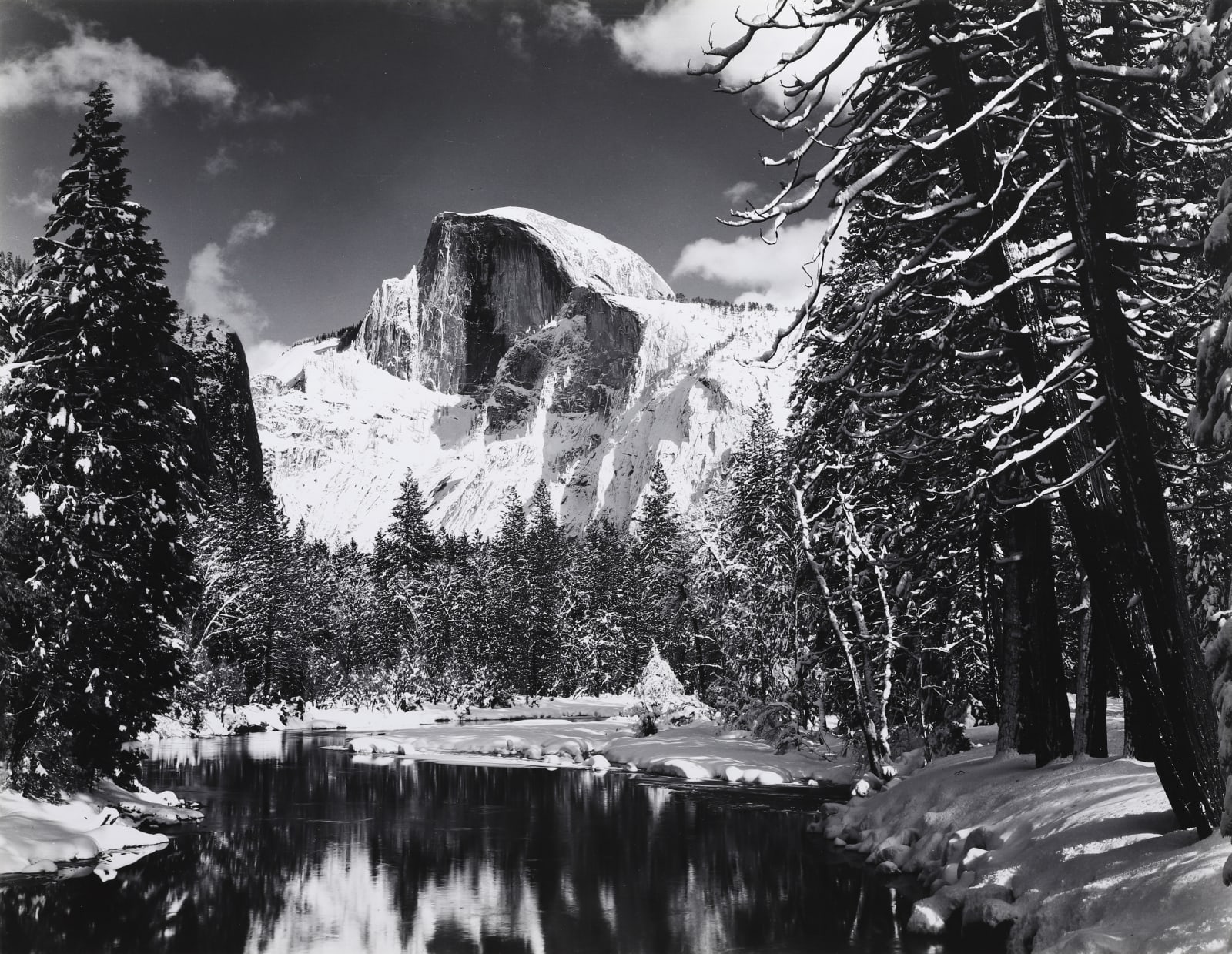 Ansel Adams, Half Dome, Merced River, Winter, Yosemite Valley, CA, 1938