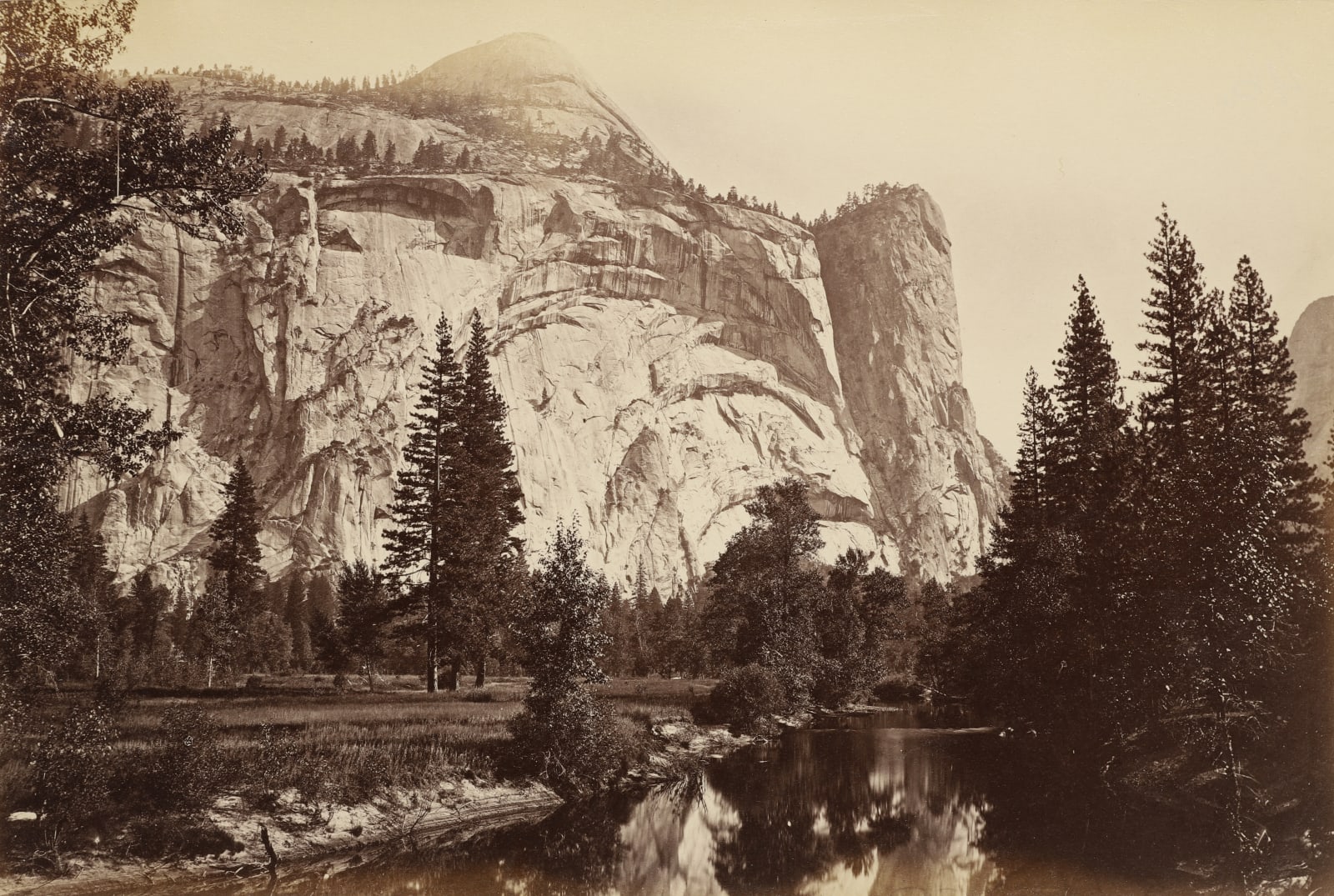 Carleton Watkins, North Dome, Washington Column, Yosemite, 1865-66
