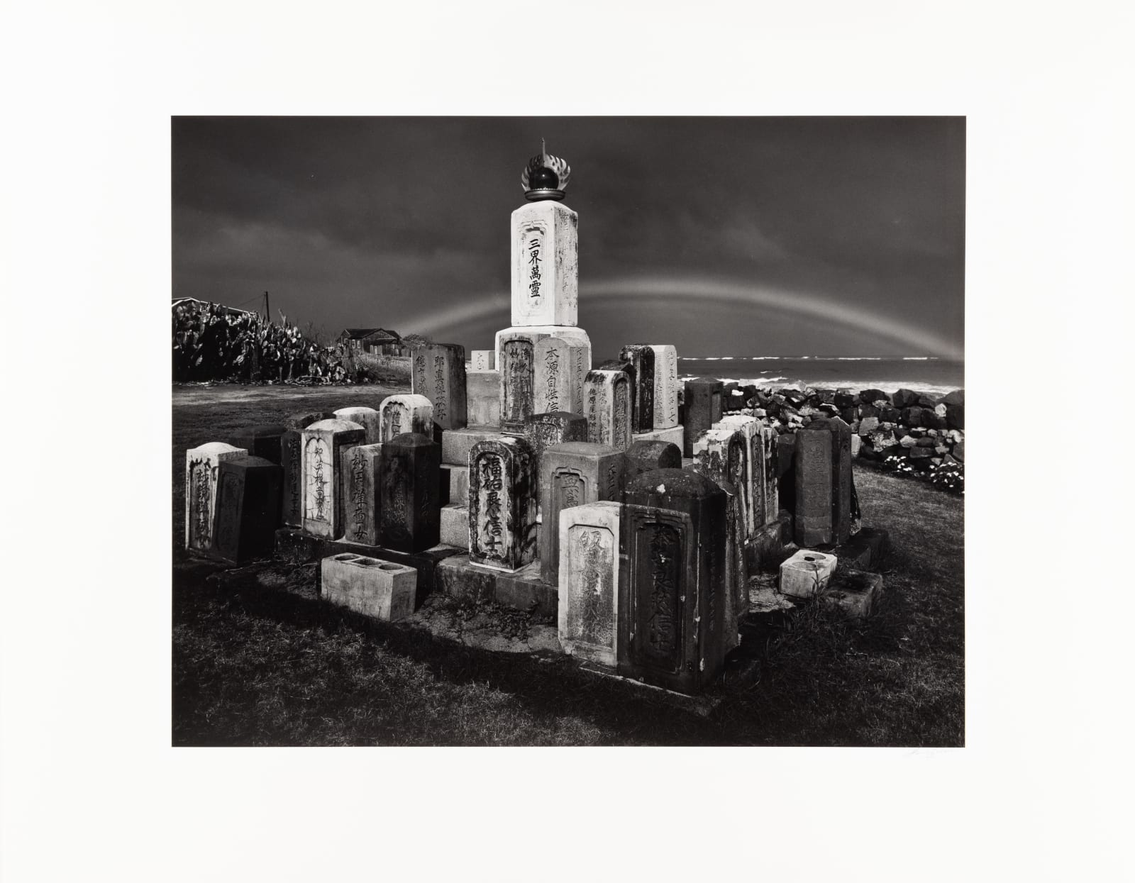 Ansel Adams, Buddhist Grave Markers and Rainbow, Maui, Hawaii, 1956