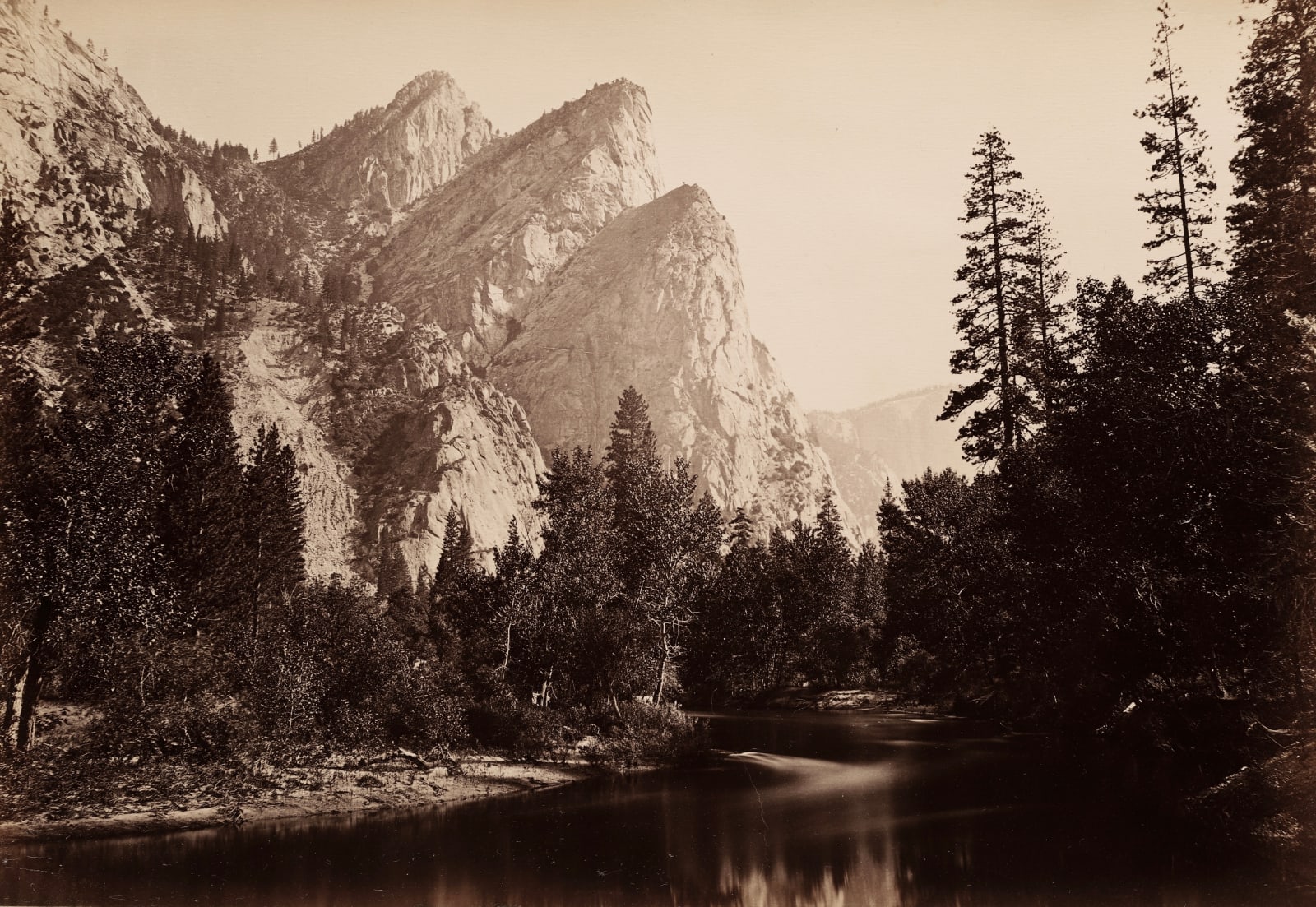 Carleton Watkins, The Three Brothers, Yosemite, 1865-66