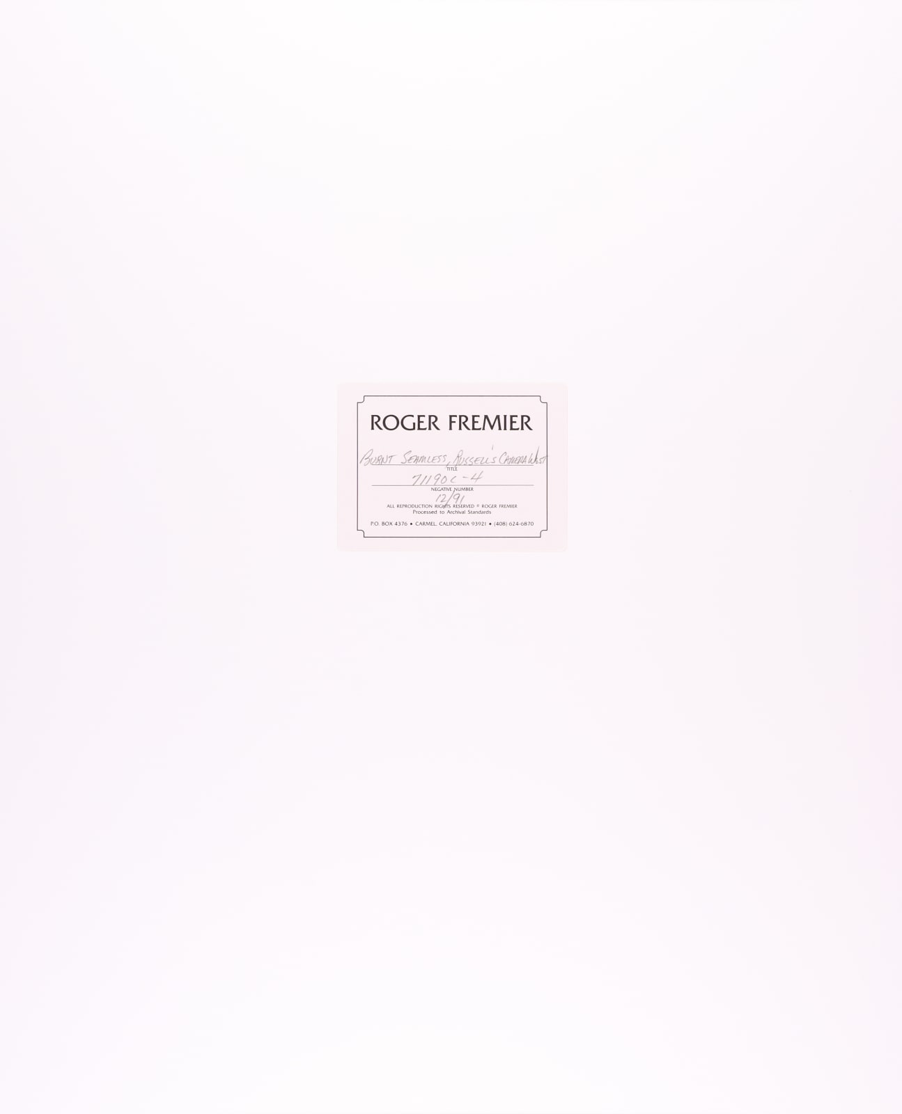 Brett Weston, Firesite Portfolio, 1992