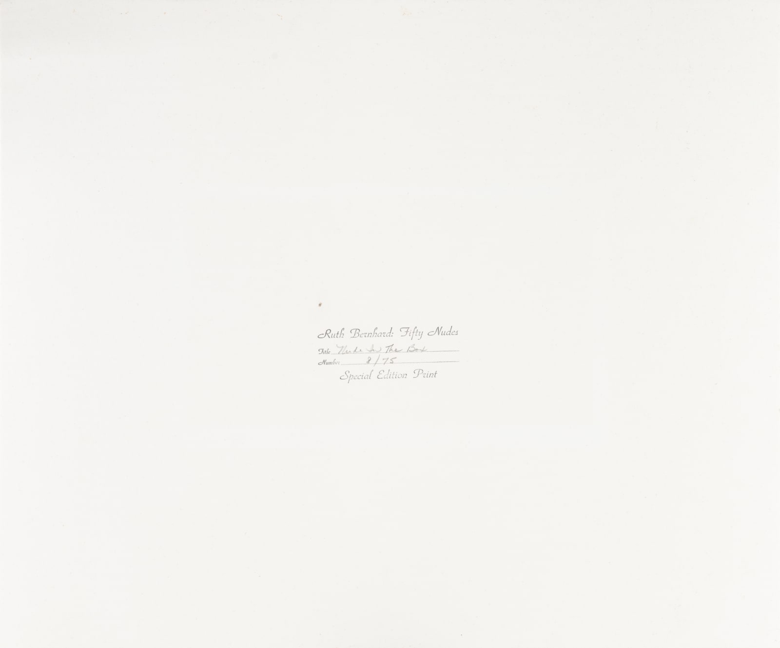 Ruth Bernhard, In the Box, 1962