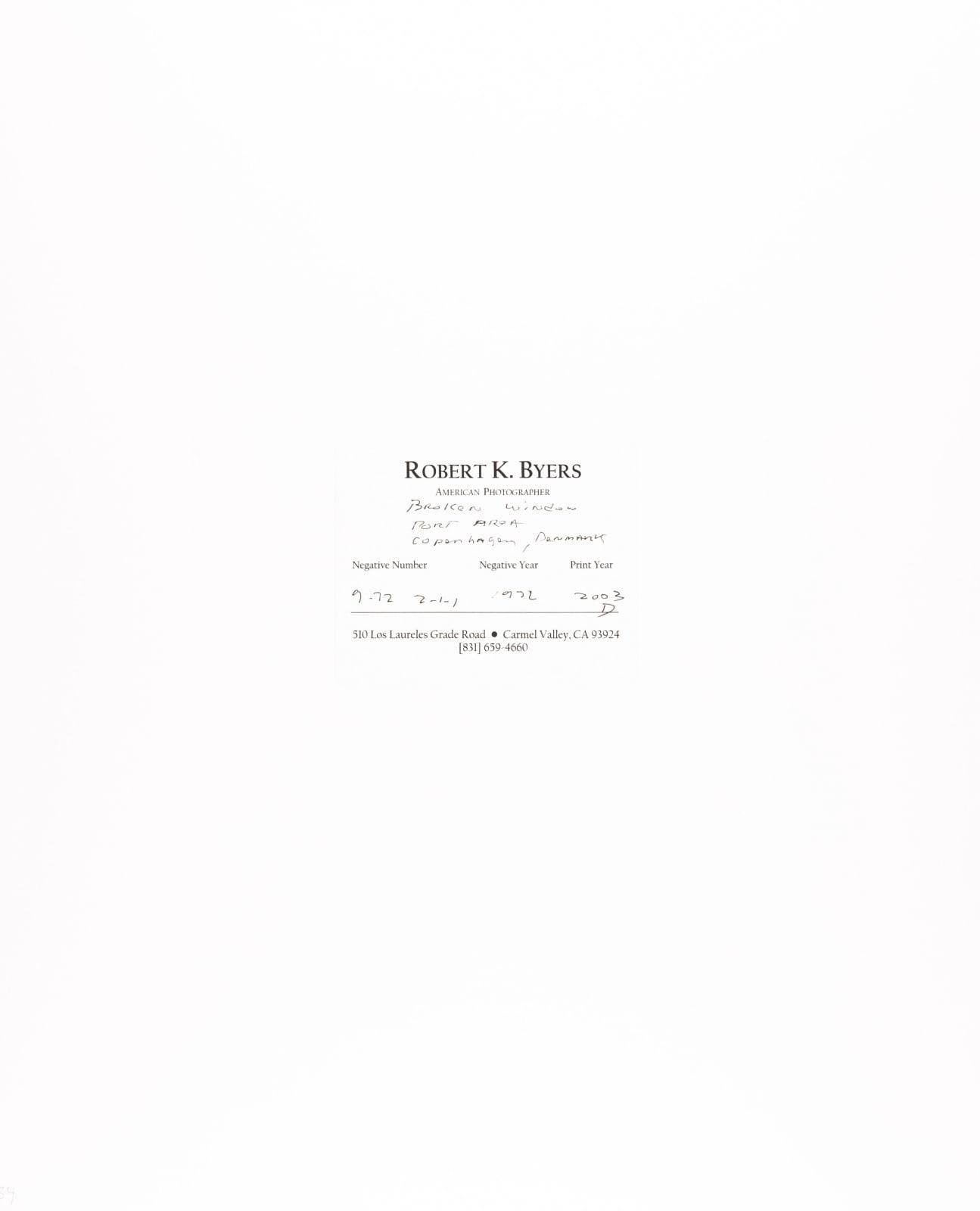 Robert K. Byers, Broken Window, Port Area, Copenhagen, Denmark, 1992