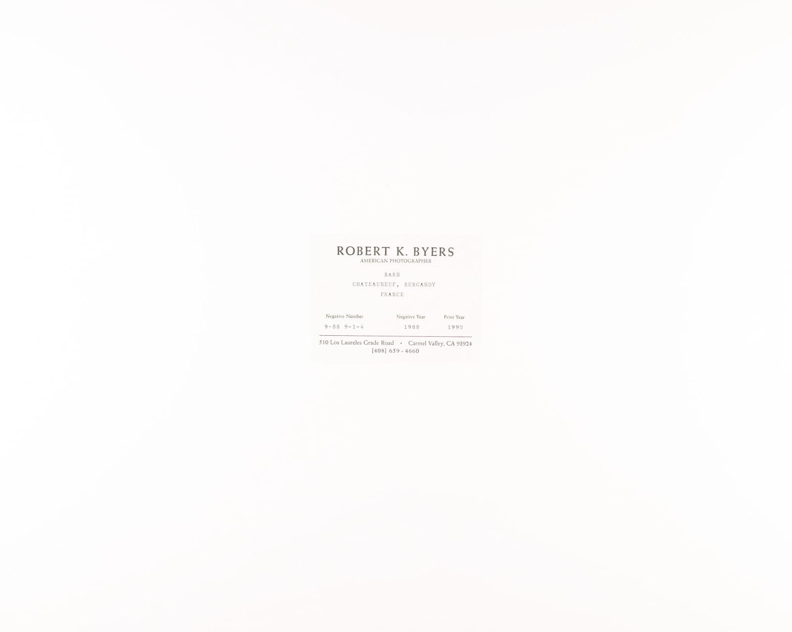 Robert K. Byers, Barn, Chateauneuf, Burgandy, France, 1988