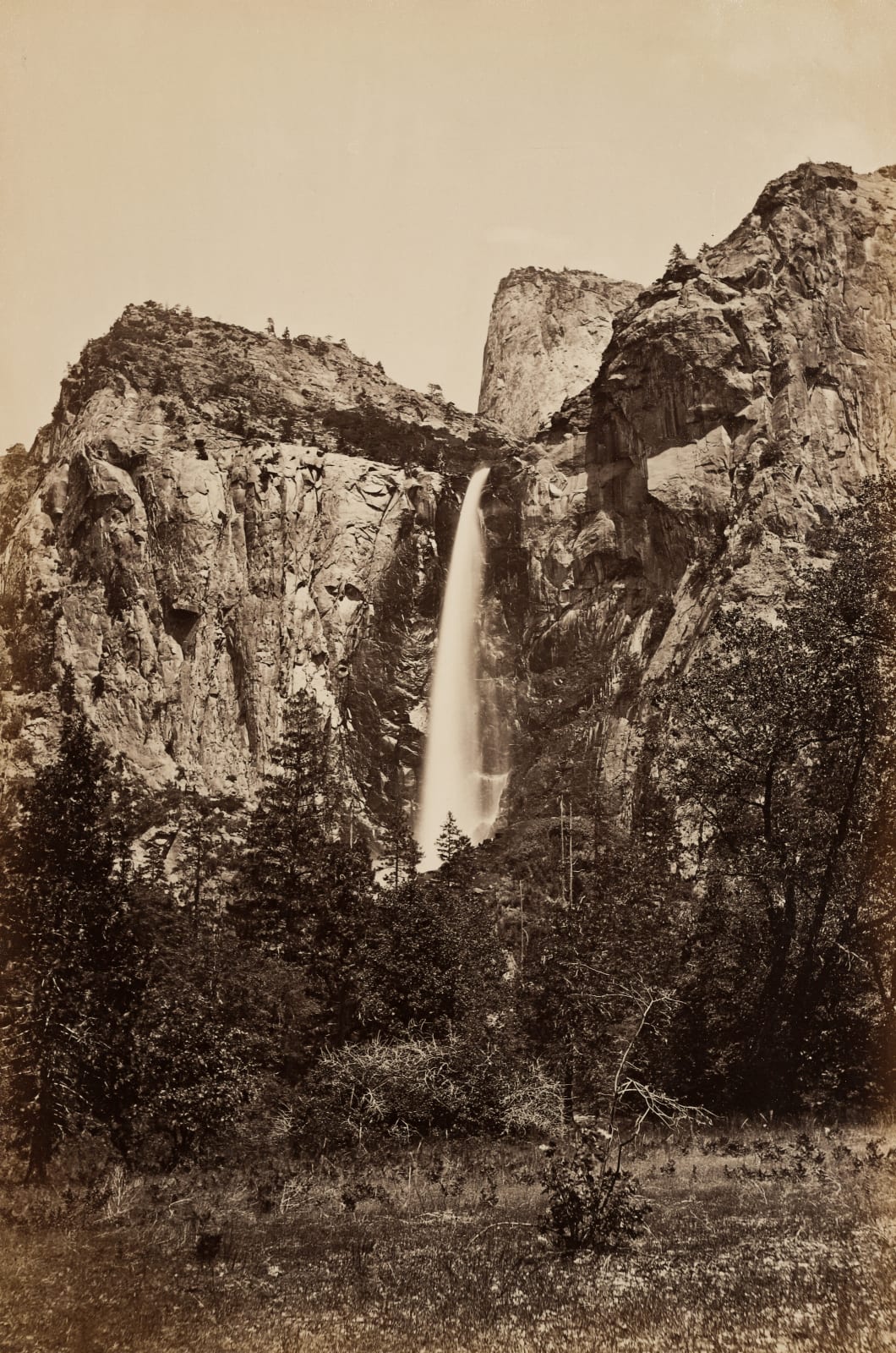 Carleton Watkins, Bridalveil Fall, Yosemite, 1865-66