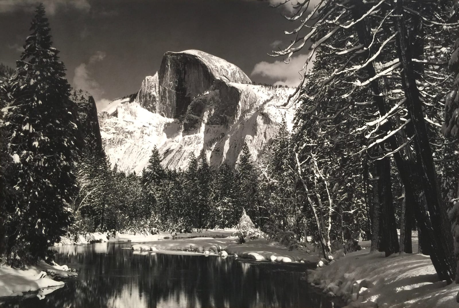 Ansel Adams, Half Dome, Merced River, Winter, Yosemite Valley, CA, 1938